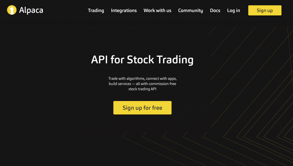 Alpaca Trading Homepage Image