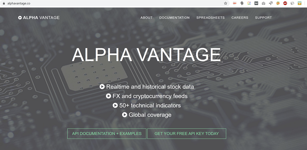 Alpha Vantage Homepage Image