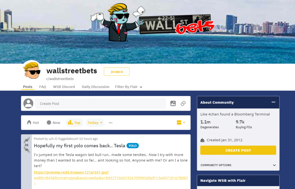 Wallstreetbets Homepage Screenshot