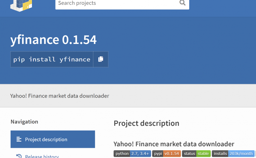 yfinance PyPI page